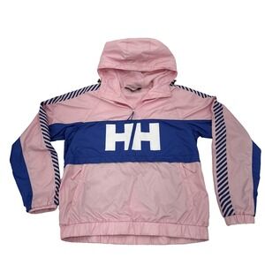 Helly Hansen Vector Windbreaker Packable Pink Blue Half Zip Anorak Jacket Sz L